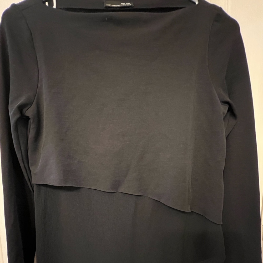 Zara size small asymmetrical tiered black top - Picture 3 of 4